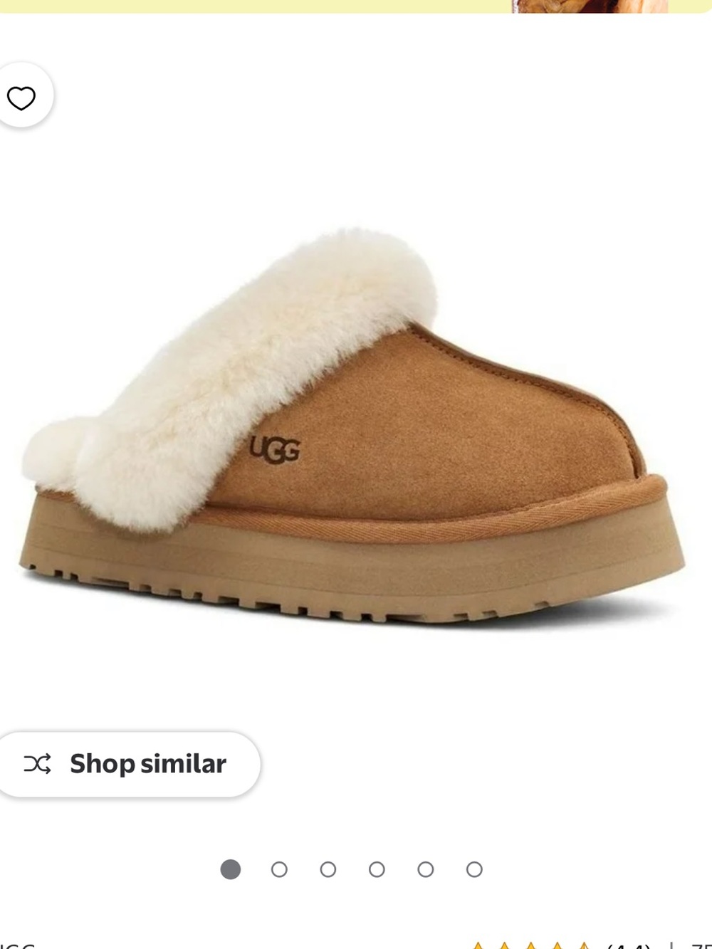 UGG Chestnut Sheepskin Lined Slip-On Slippers with Cream Fur Trim